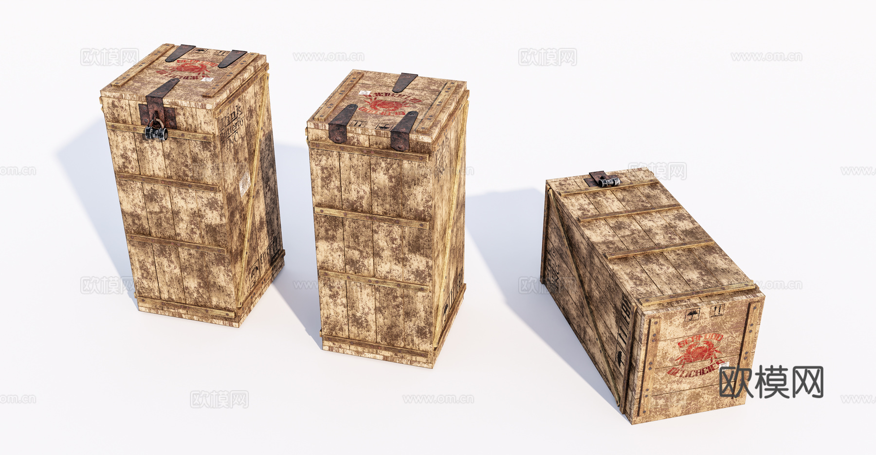 现代旧木箱su模型