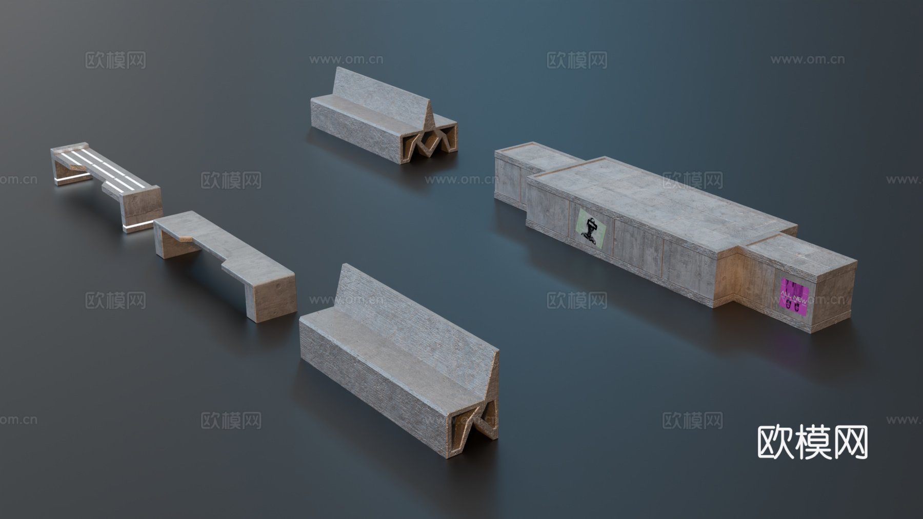 未来城市公共座椅 长椅 科幻长椅 赛博朋克长椅 广场长椅 公su模型