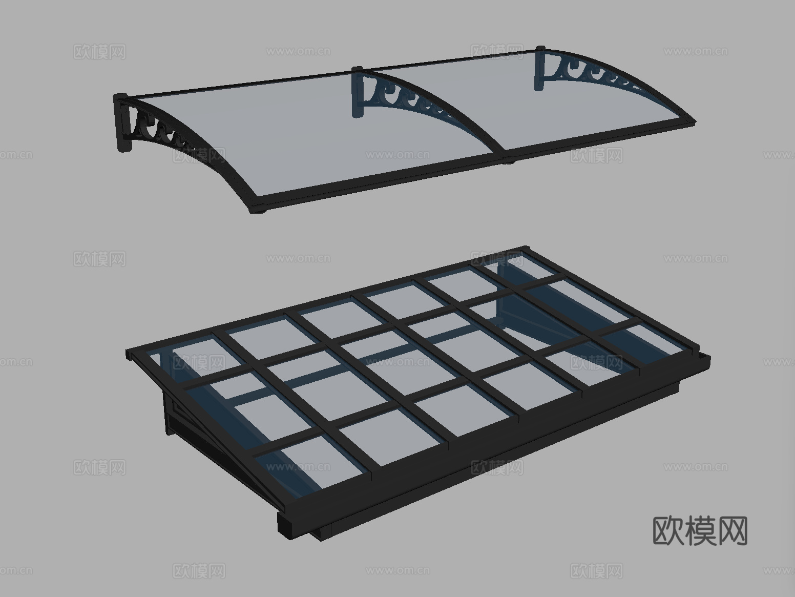 现代雨棚 玻璃雨棚 户外雨棚 钢结构雨棚su模型