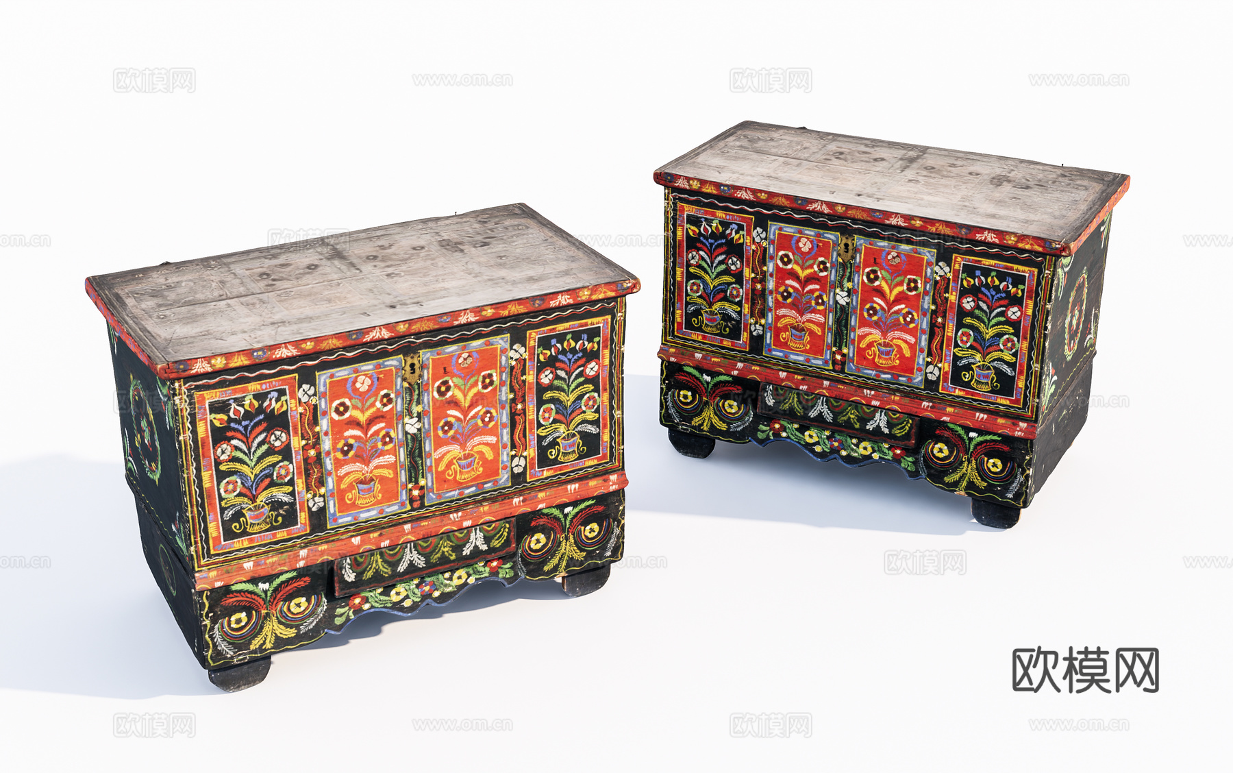 藏式风格矮柜 边柜su模型