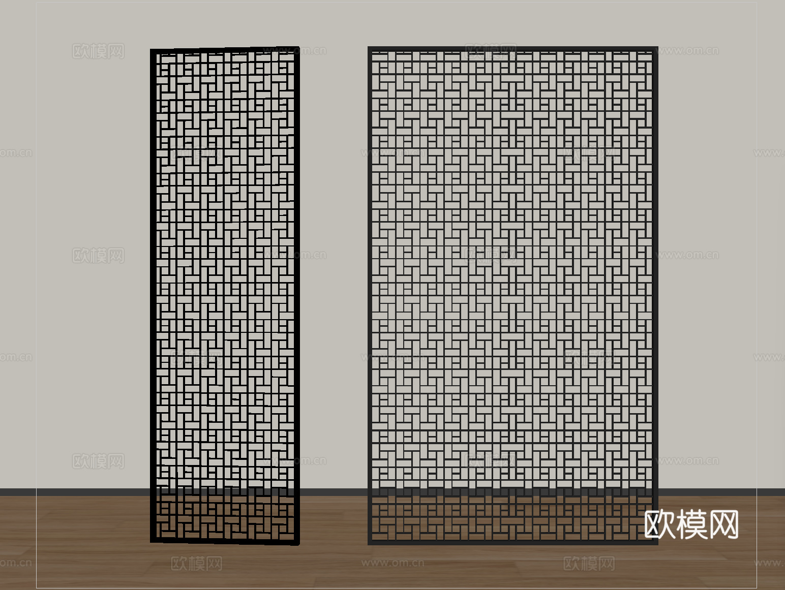 现代屏风隔断 金属屏风隔断 镂空屏风隔断su模型