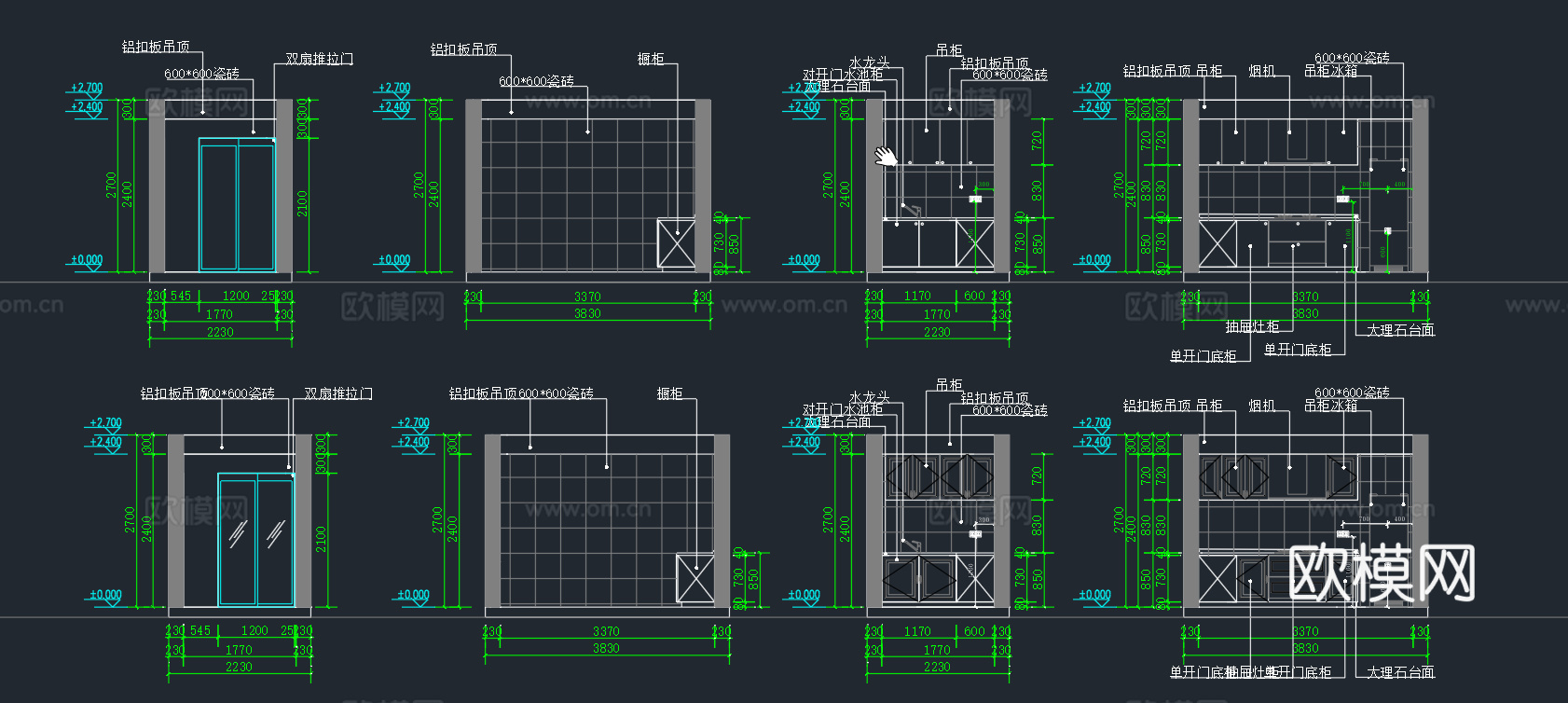 厨房立面图卫生间立面图厨卫立面图厨房卫浴立面图素材库cad施工图下载（渲染图5）