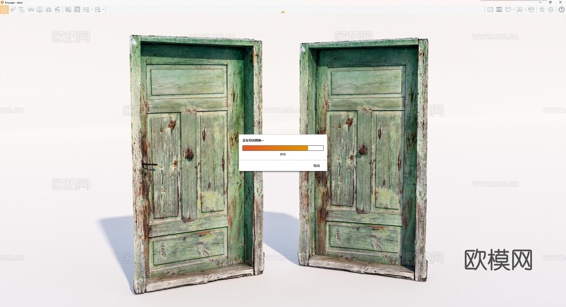 现代旧木门su模型