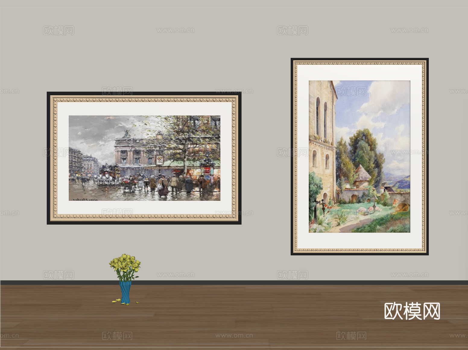 法式复古欧式古典油画现代抽象装饰画su模型