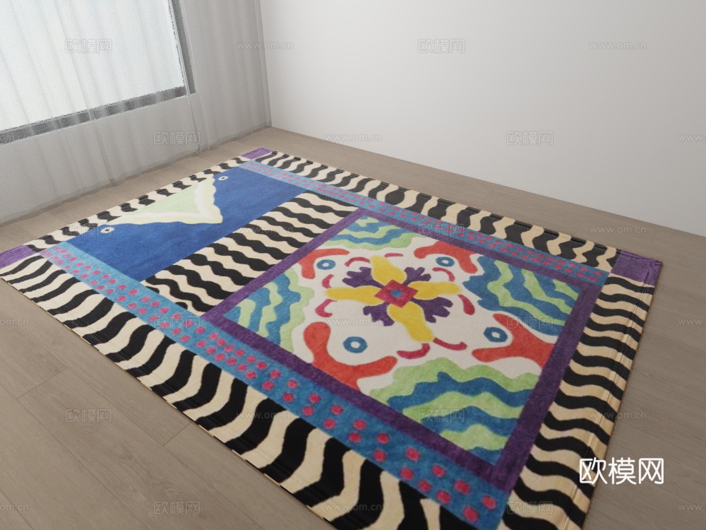 现代彩色几何地毯3d模型3d模型