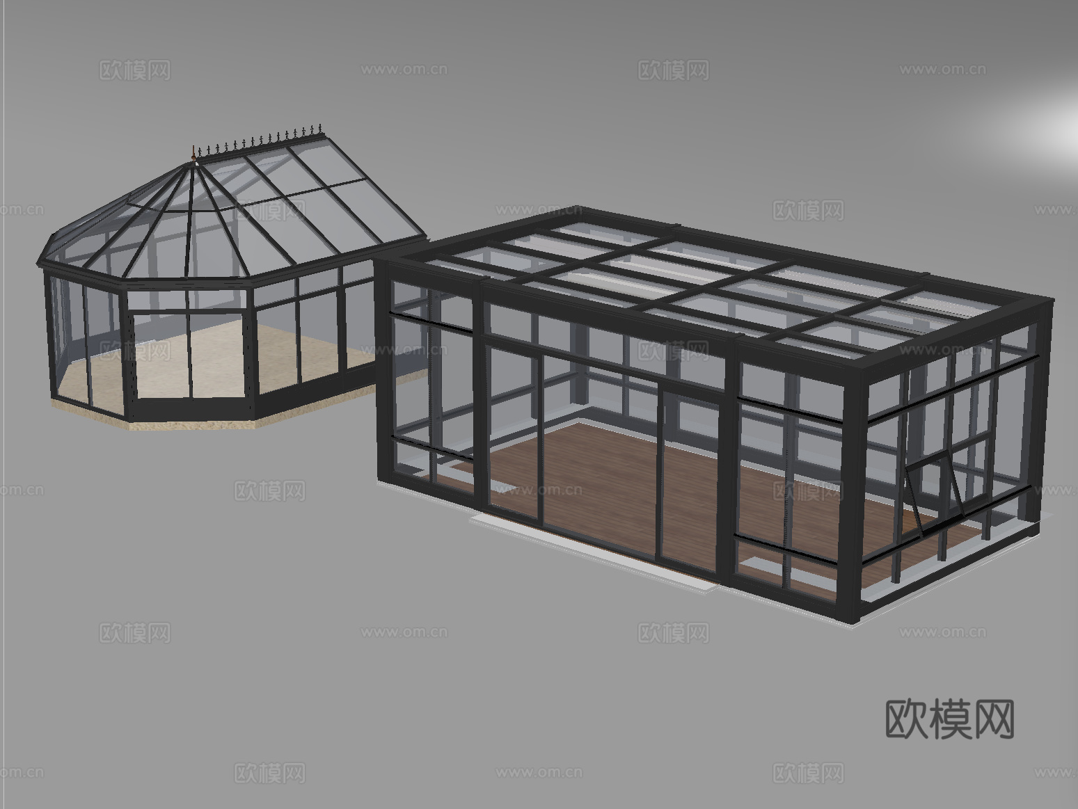 现代阳光房 玻璃房su模型
