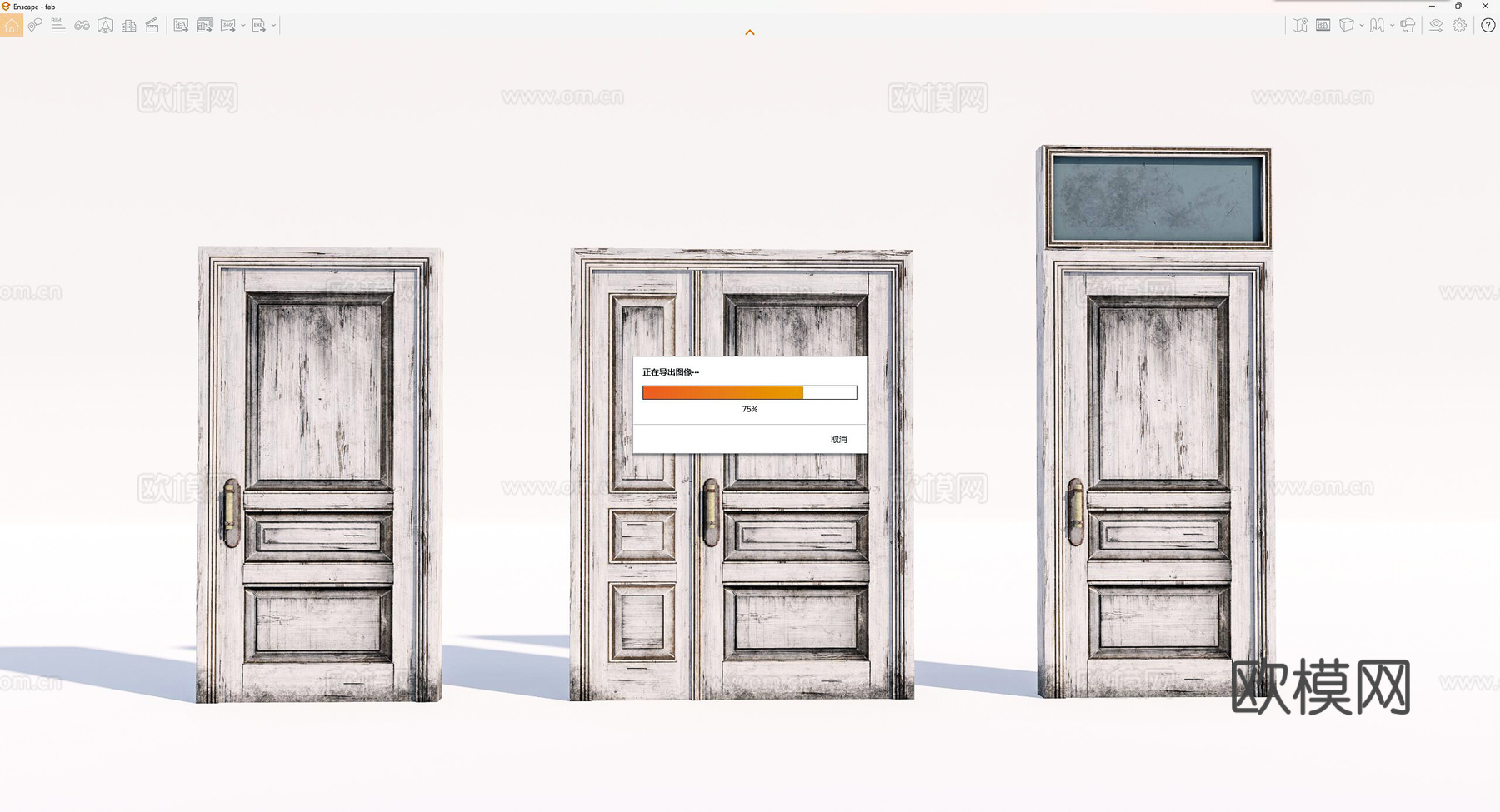 现代旧木门su模型