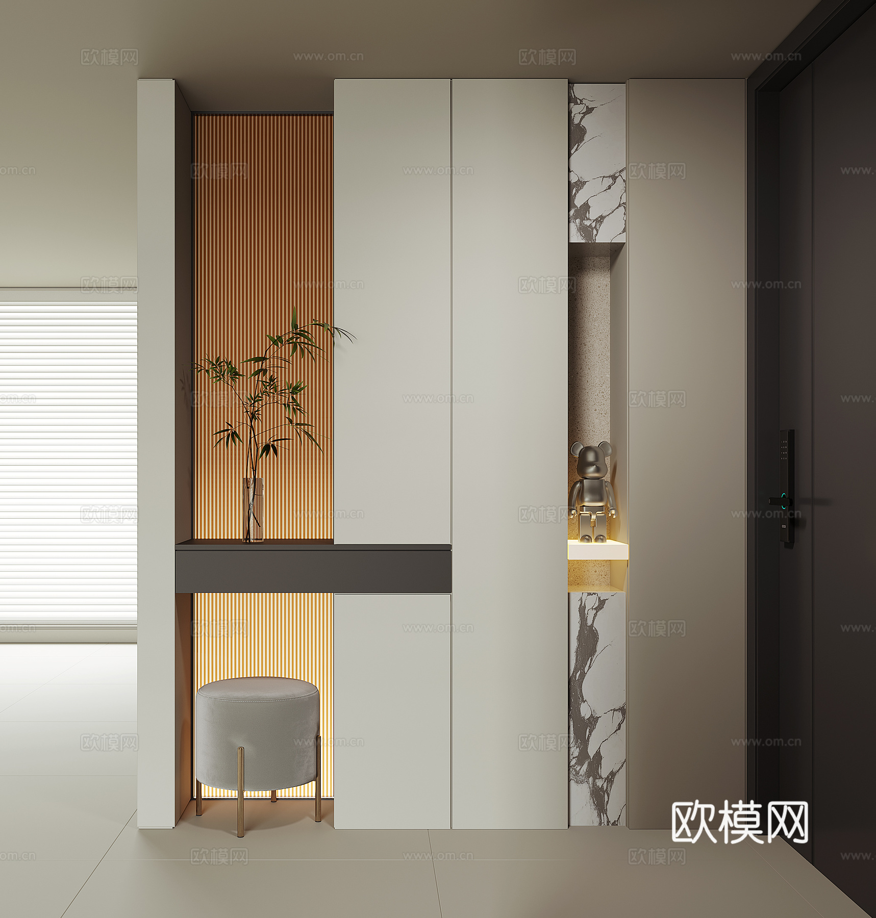 现代入户鞋柜3d模型下载