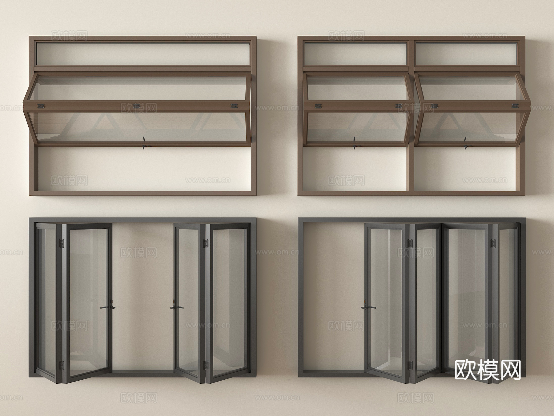 现代折叠窗 上下折叠窗su模型