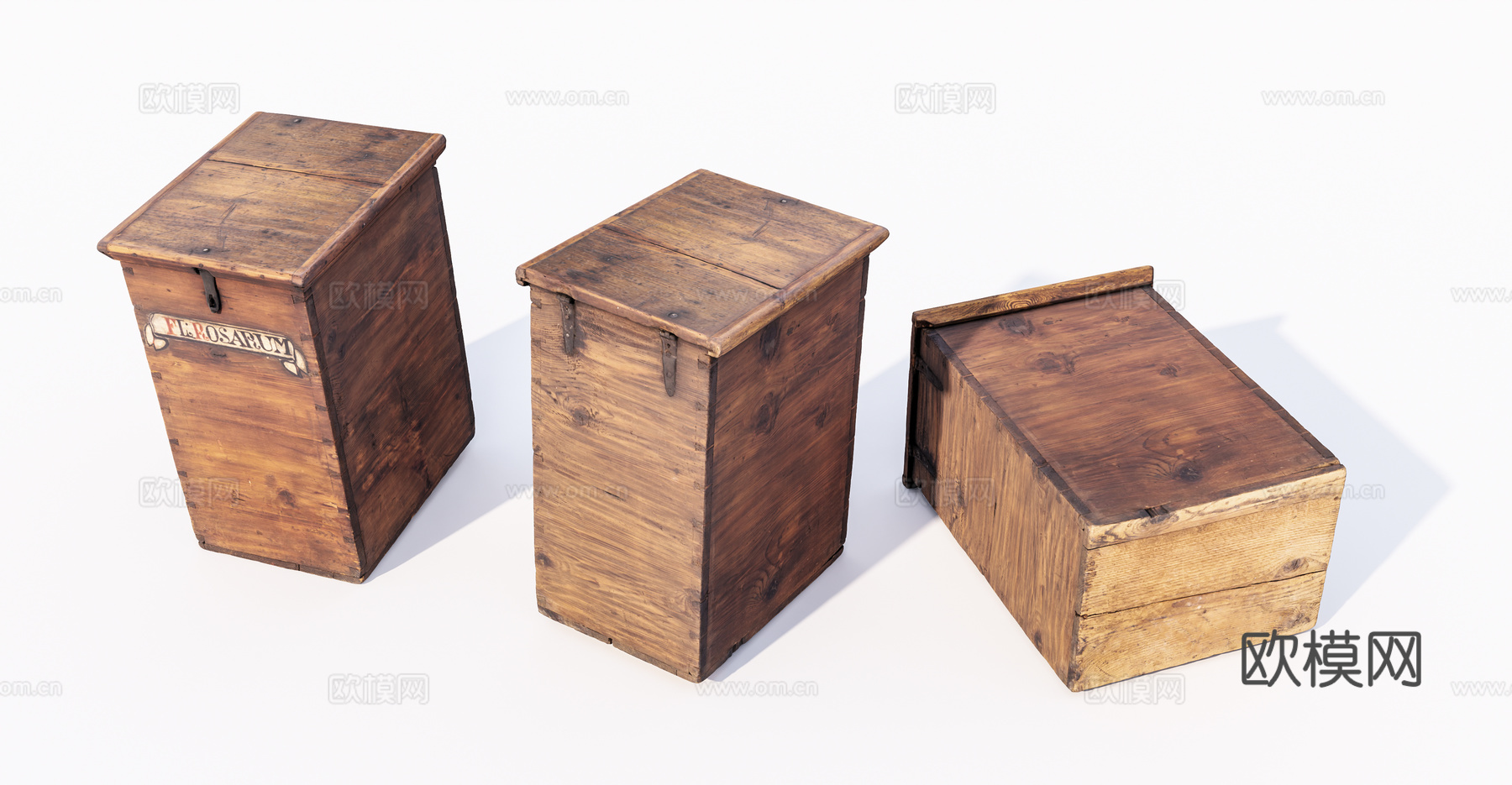 现代旧木箱 老物件su模型