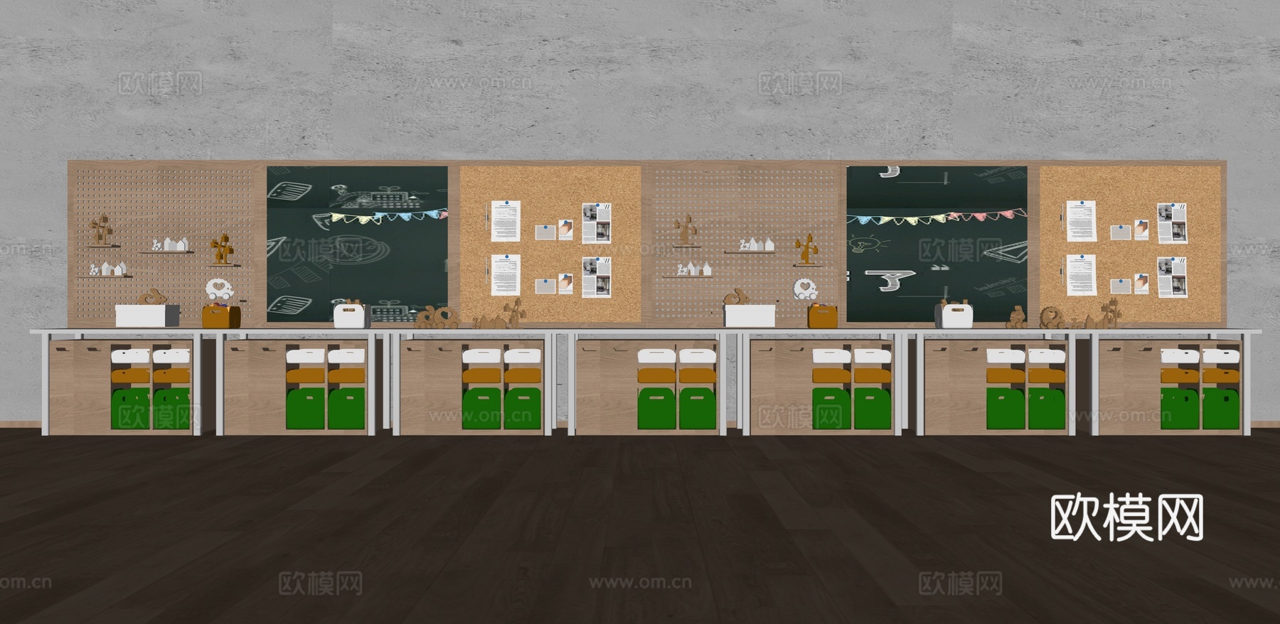 手工教室工具墙及工具桌su模型