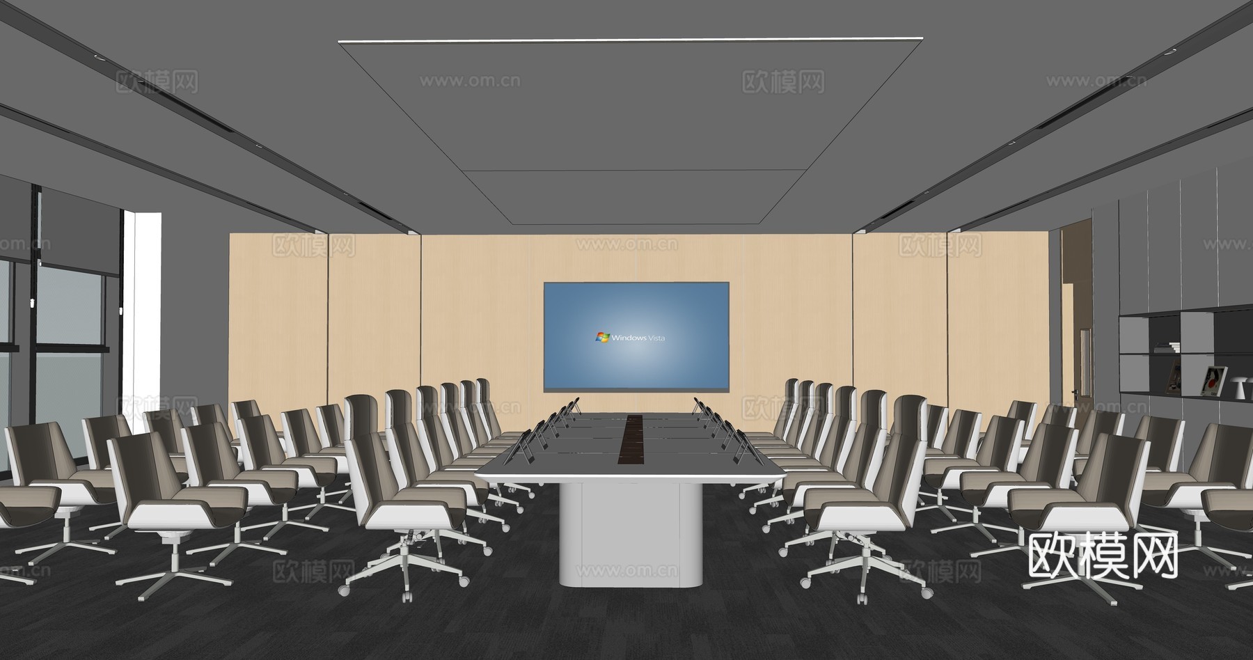 现代会议室  会议室  会议室桌椅su模型