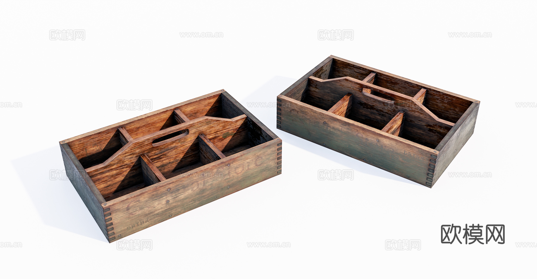 现代旧木格盒su模型