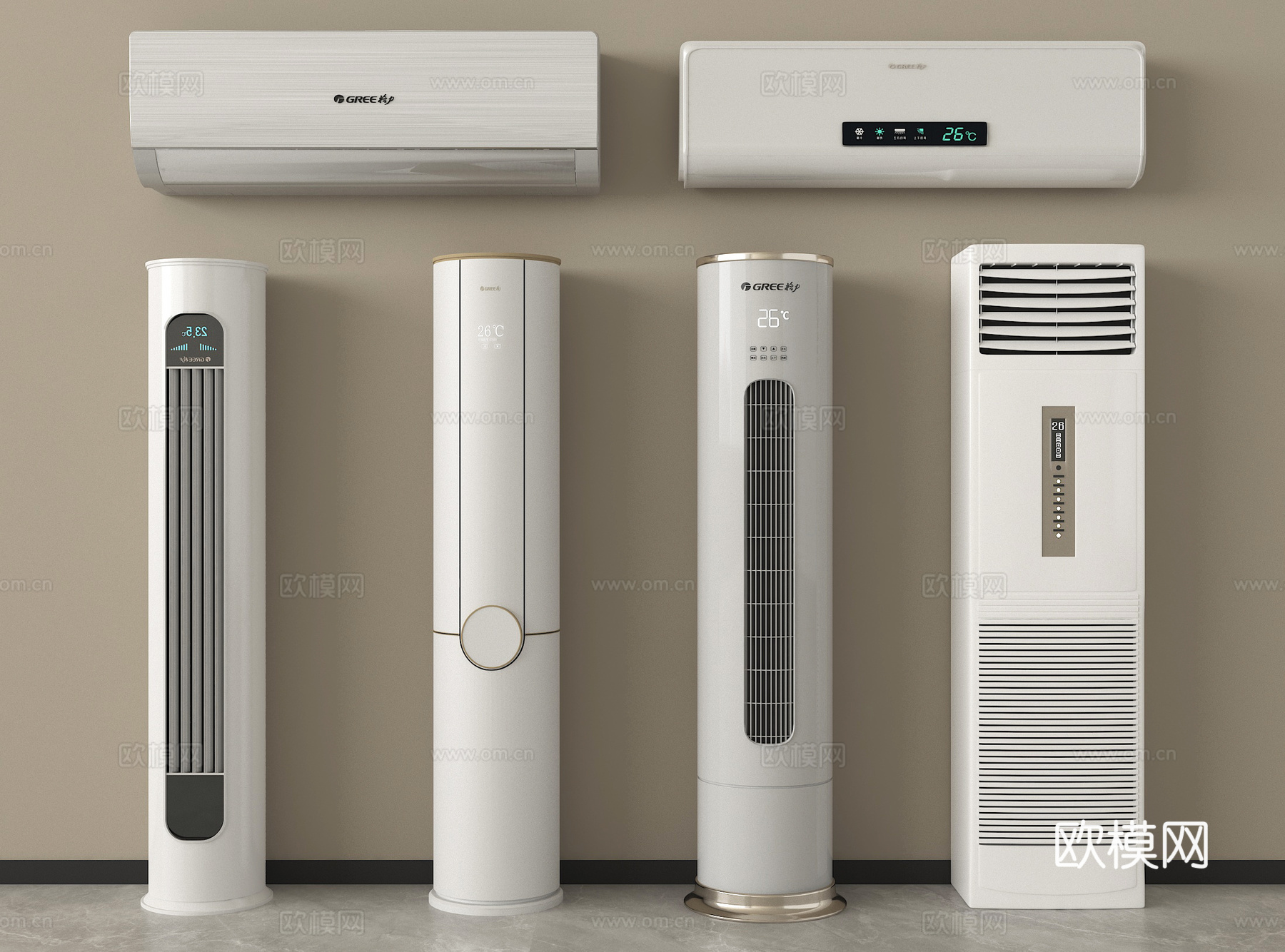 现代空调 壁挂式空调 立式空调su模型