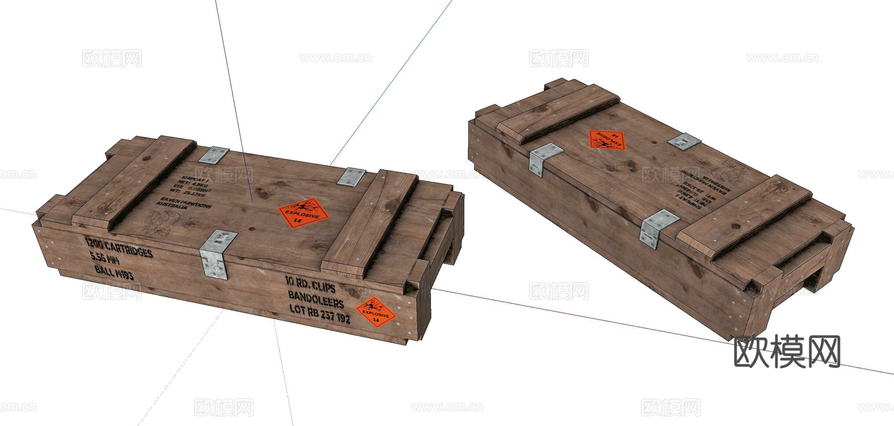 现代旧木箱su模型