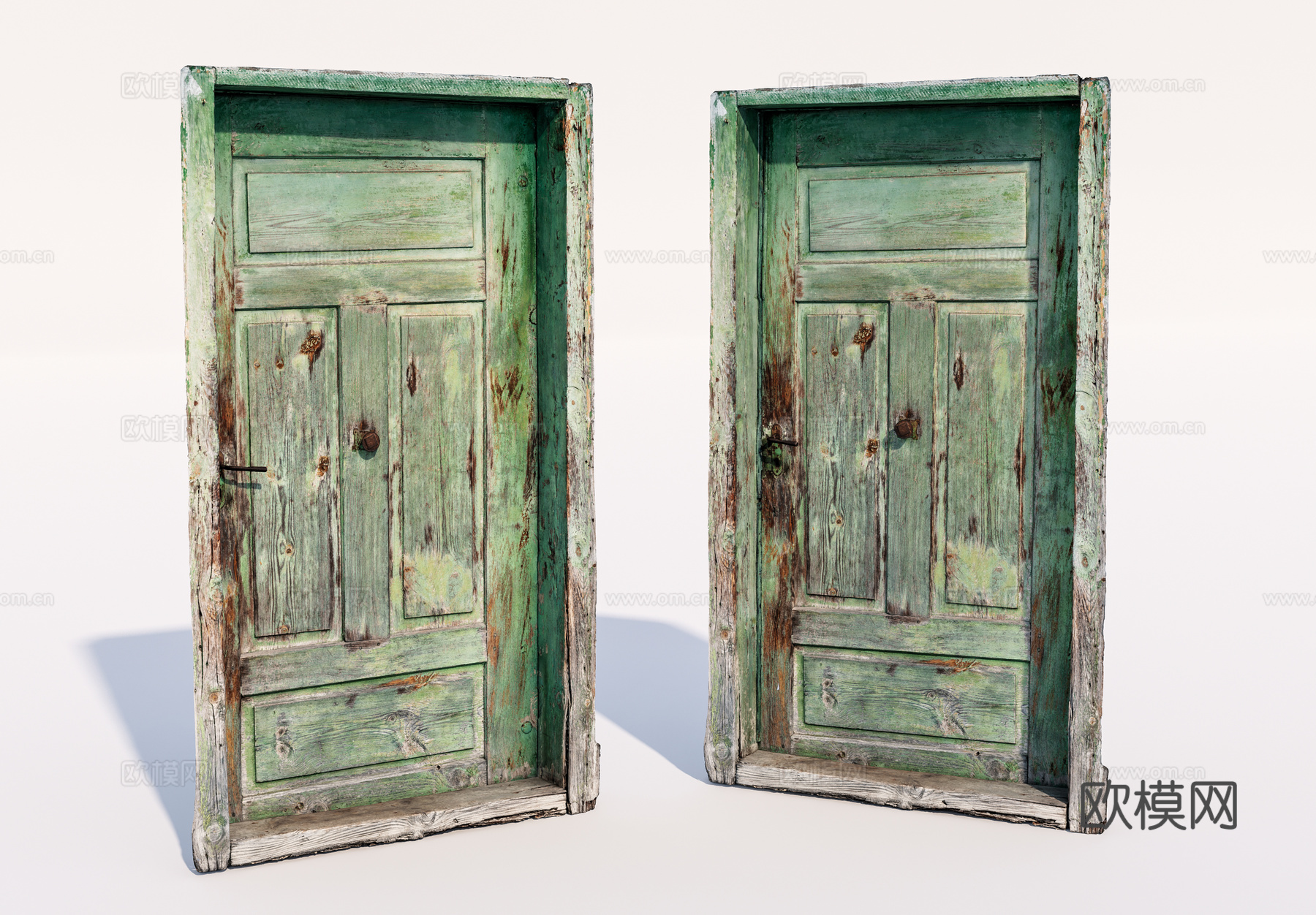 现代旧木门su模型