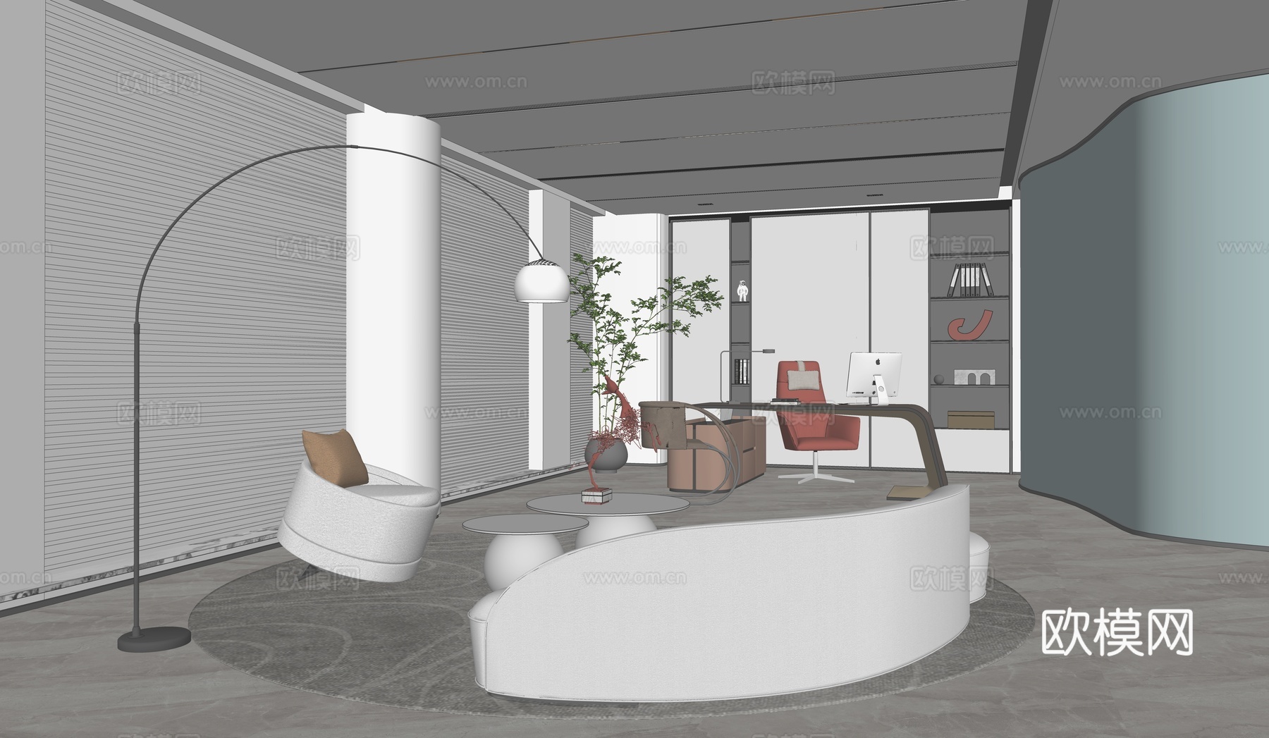 现代总经理办公室su模型