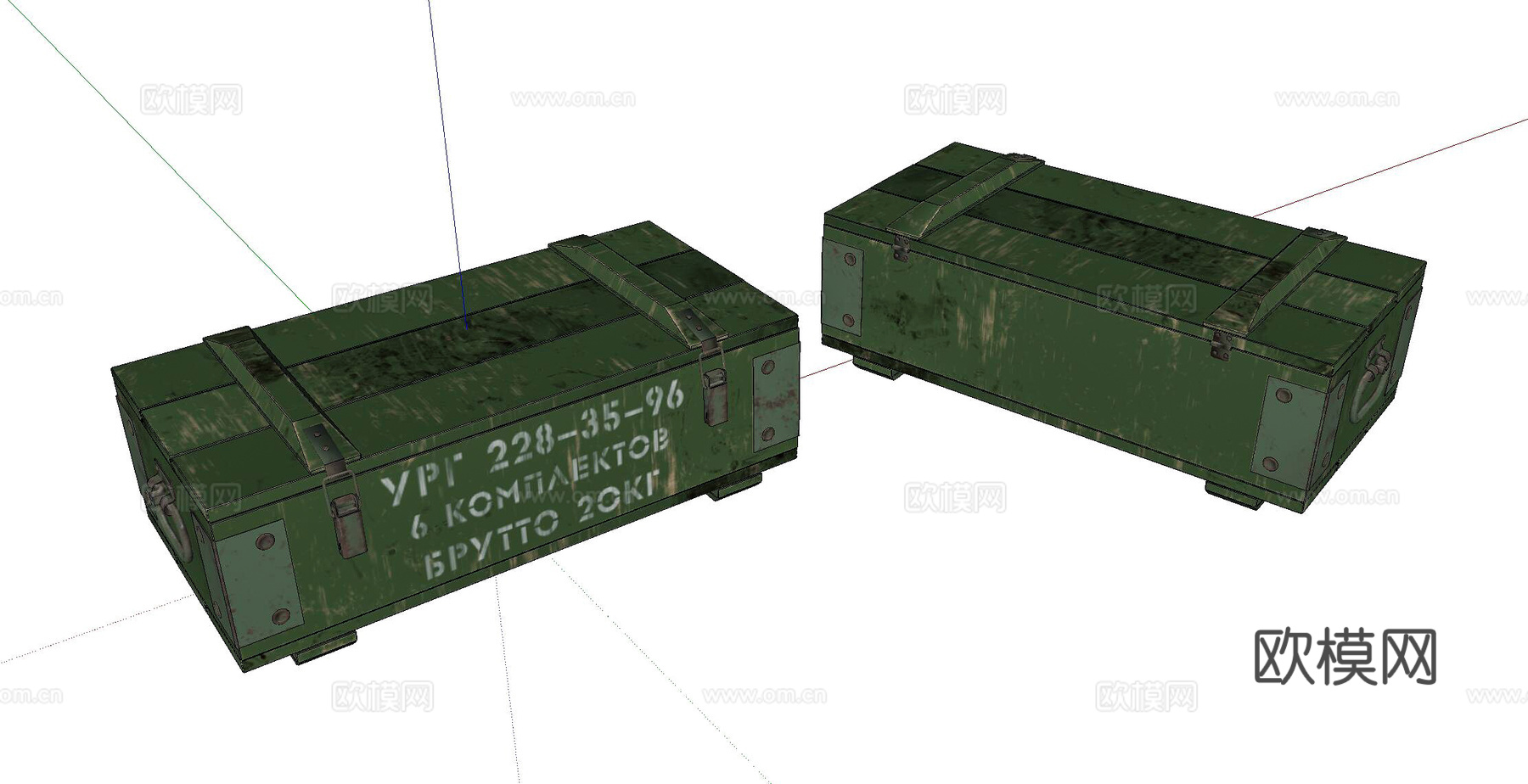 现代木箱su模型