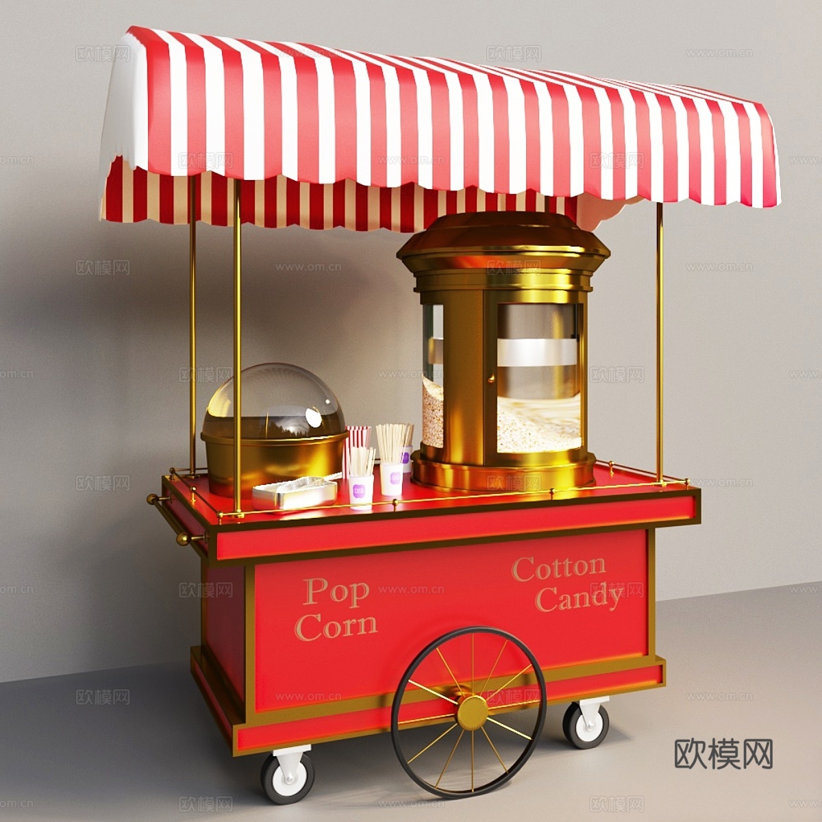 爆米花推车3d模型下载