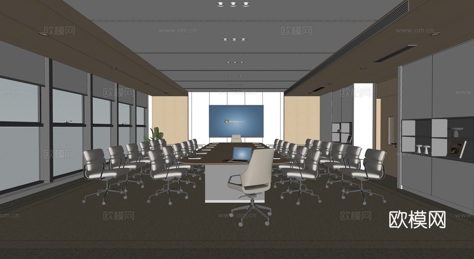 现代会议室  会议室  会议室桌椅su模型