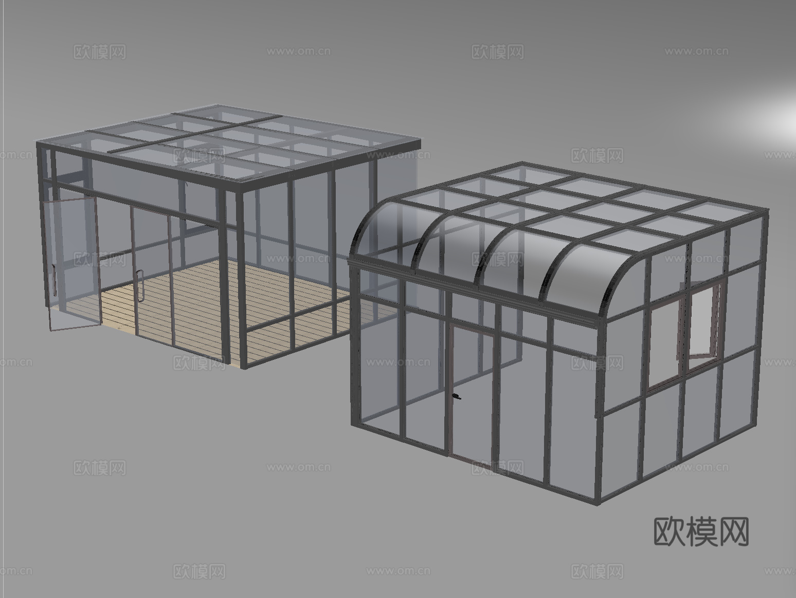 现代阳光房 玻璃房su模型