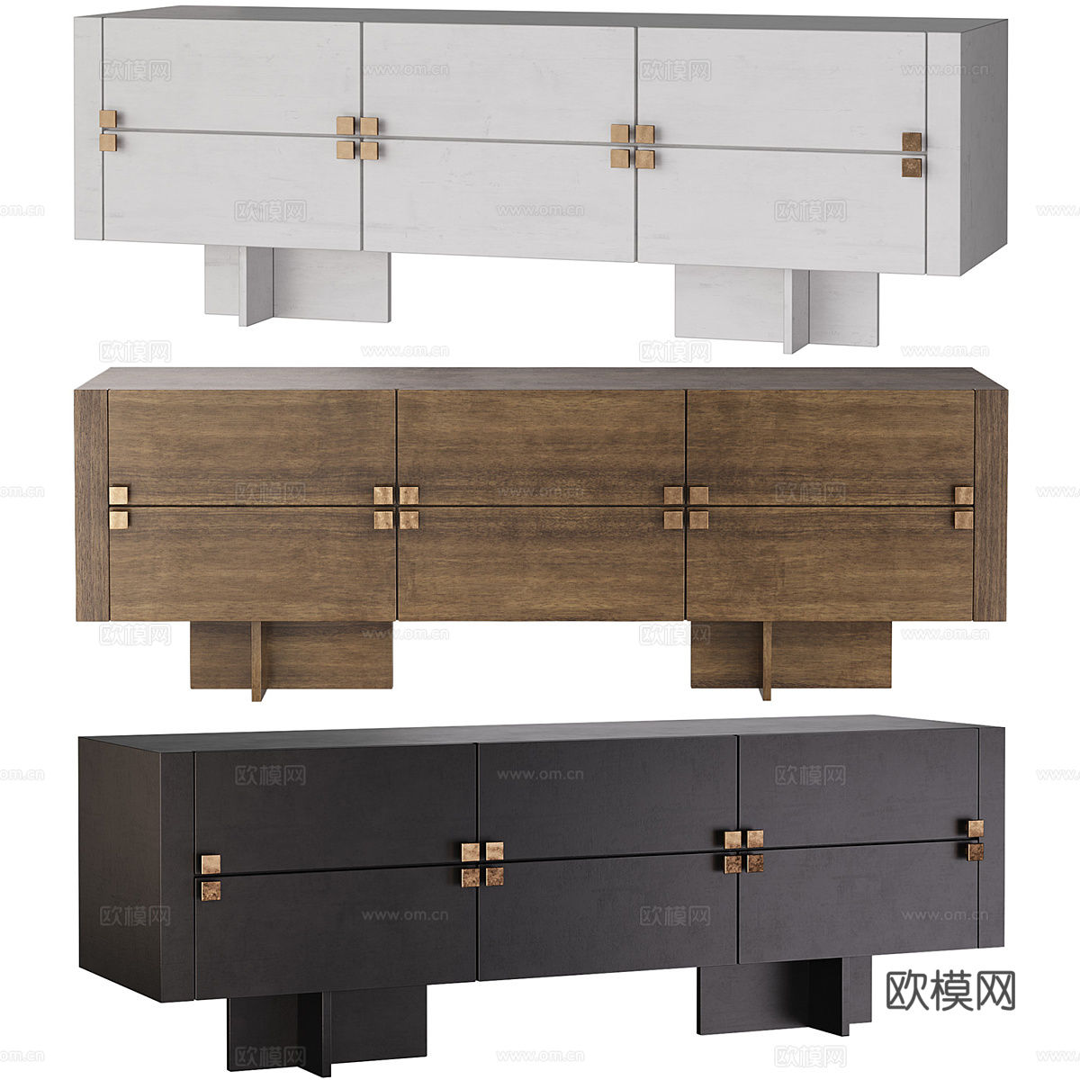 中古风电视柜3d模型下载（渲染图1）