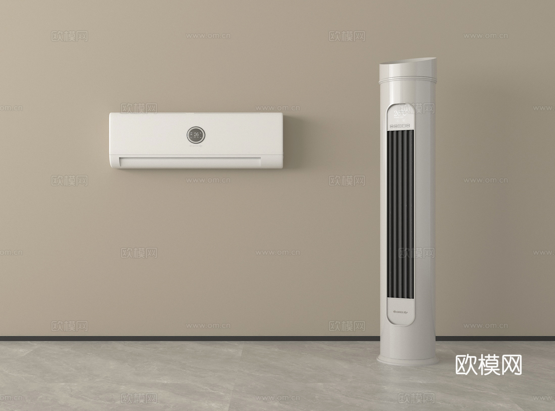 现代空调 壁挂式空调 立式空调su模型