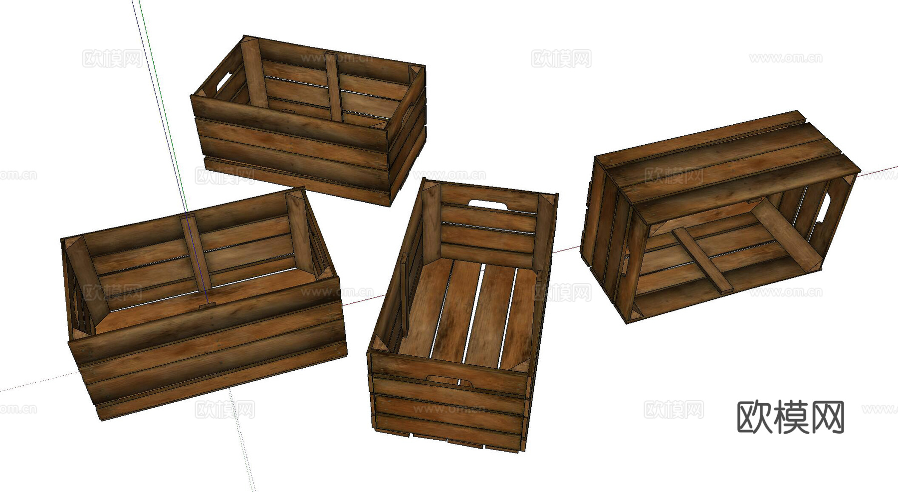 现代旧木箱su模型