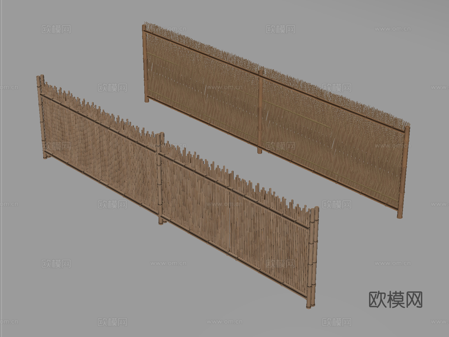 中式竹篱笆 竹子围墙 竹篱笆隔断 围栏护栏su模型