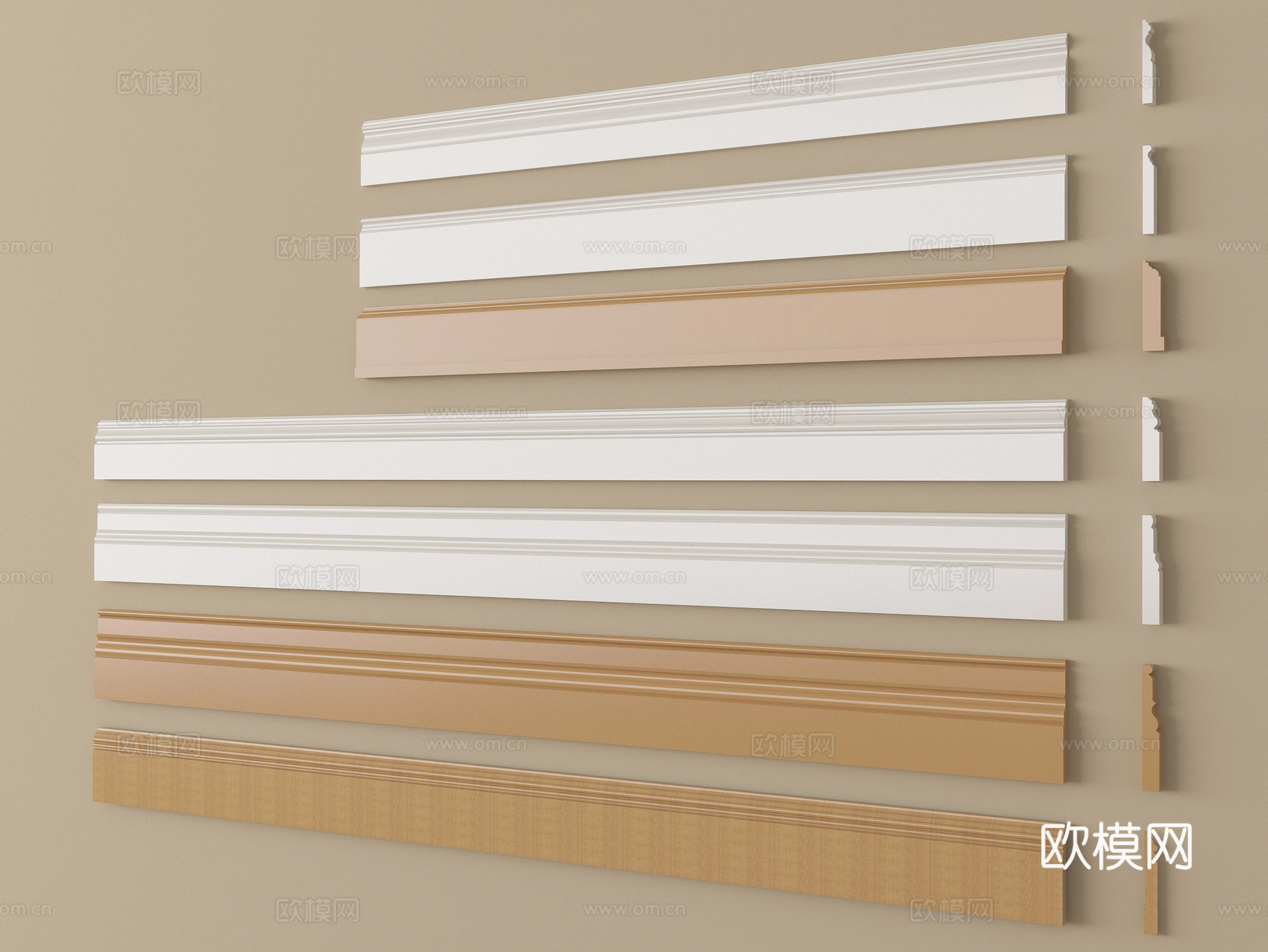 现代踢脚线 实木地脚线 角线 腰线su模型