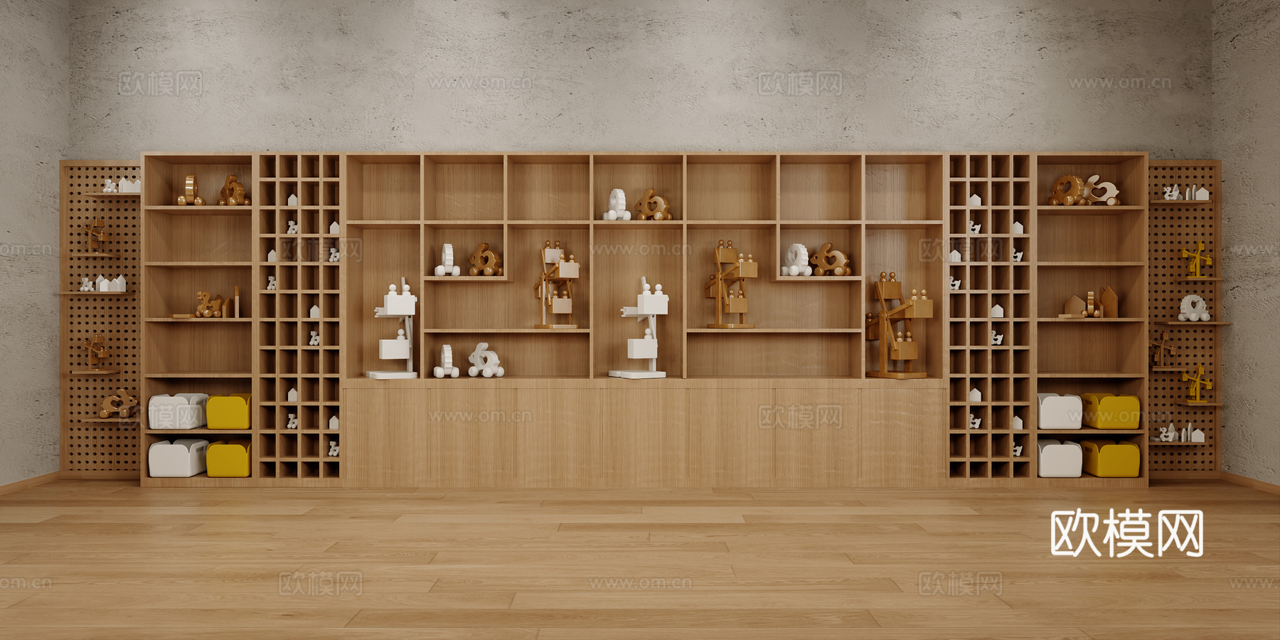 现代手工教室洞洞板多宝阁背景墙su模型