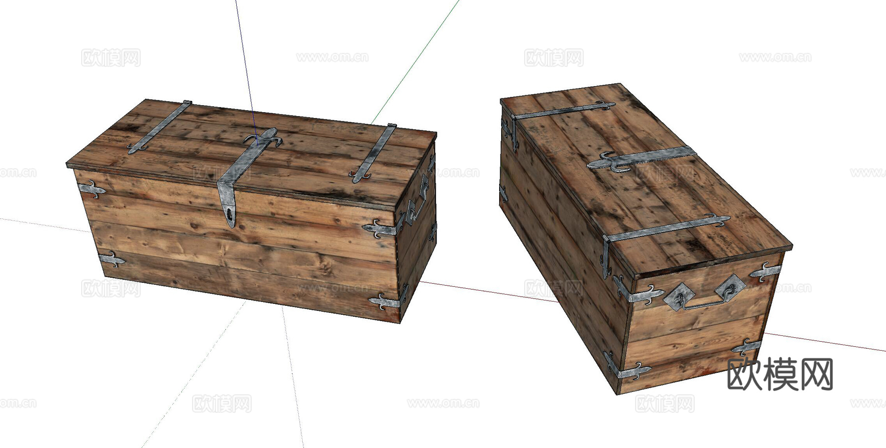 现代旧木箱su模型