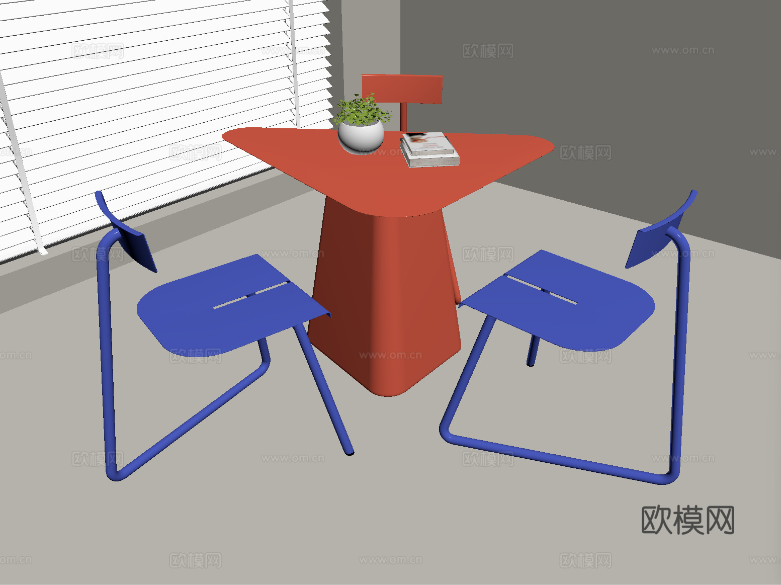 现代多巴胺餐桌椅 休闲桌椅su模型