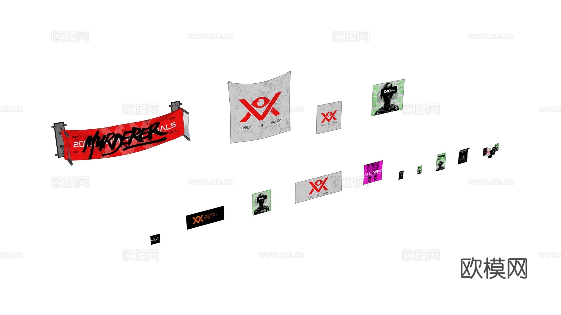 海报 街道广告画 赛博朋克广告 广告展架su模型