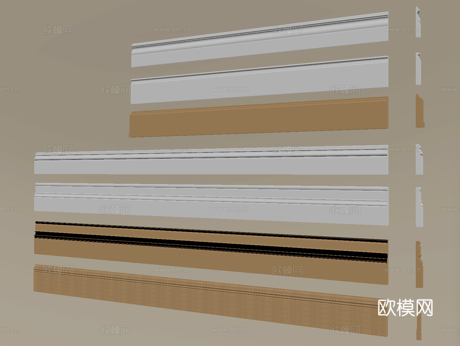 现代踢脚线 实木地脚线 角线 腰线su模型