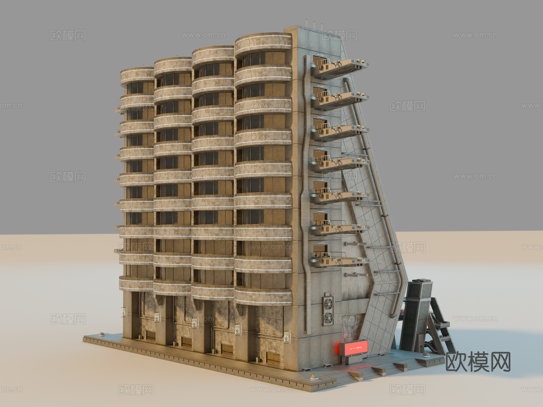 工业建筑 赛博朋克建筑 科幻建筑 城市建筑 工业城市建筑su模型