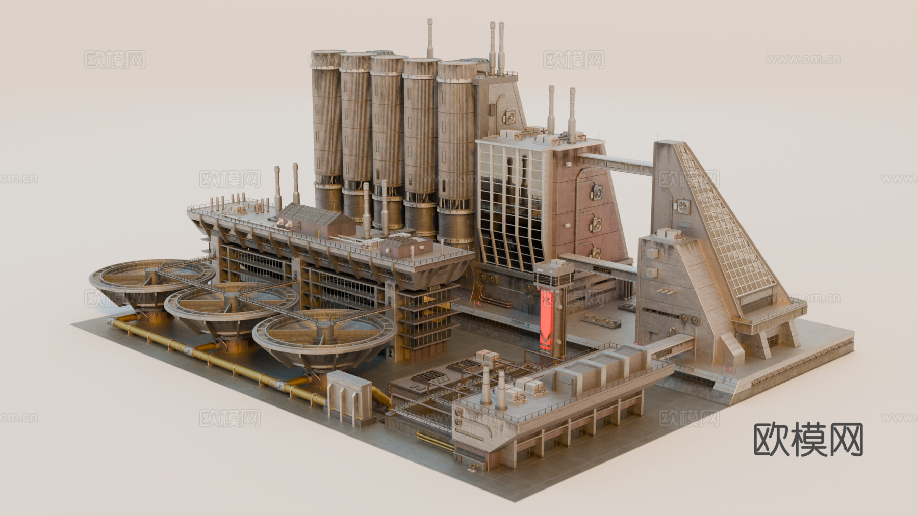 工业建筑 赛博朋克建筑 科幻建筑 城市建筑 工业城市建筑su模型