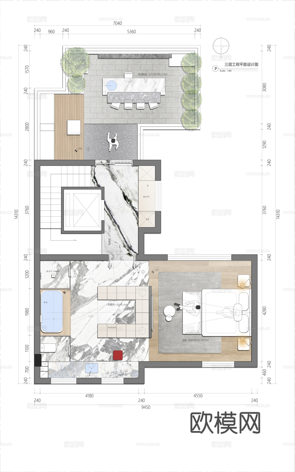 别墅平面，别墅彩平cad施工图