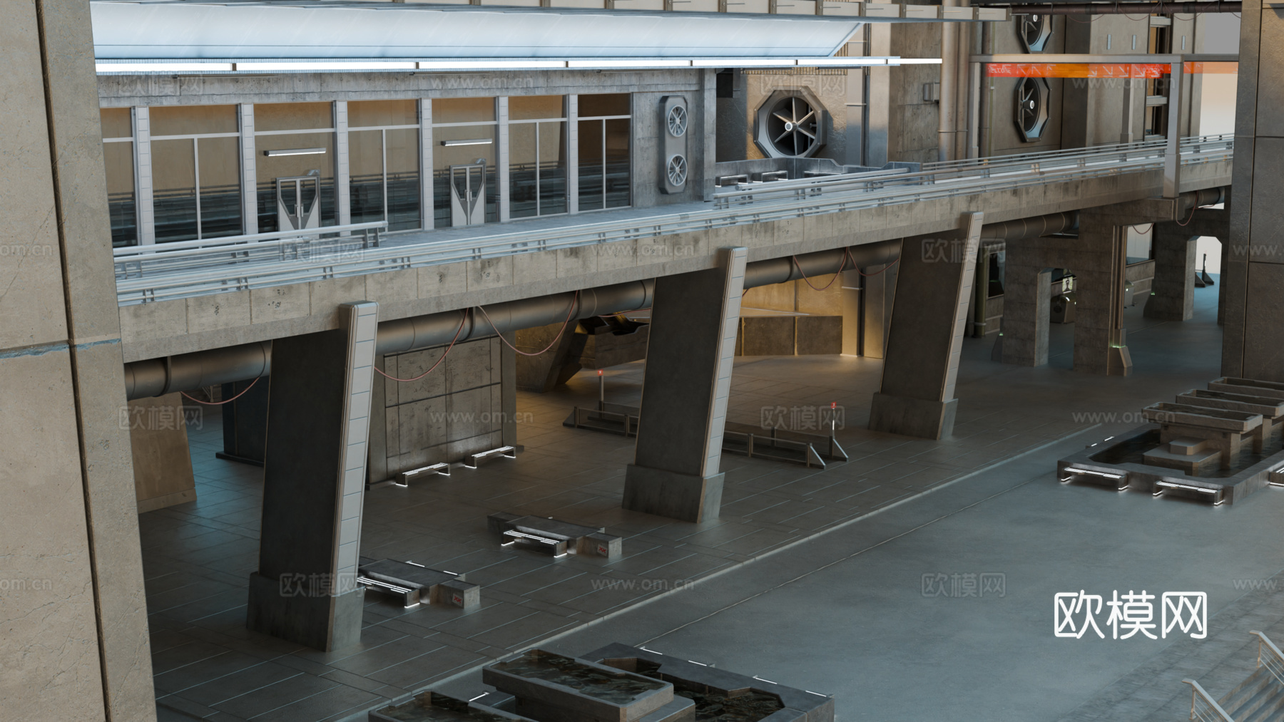 工业建筑 赛博朋克建筑 科幻建筑 城市建筑 工业城市建筑su模型