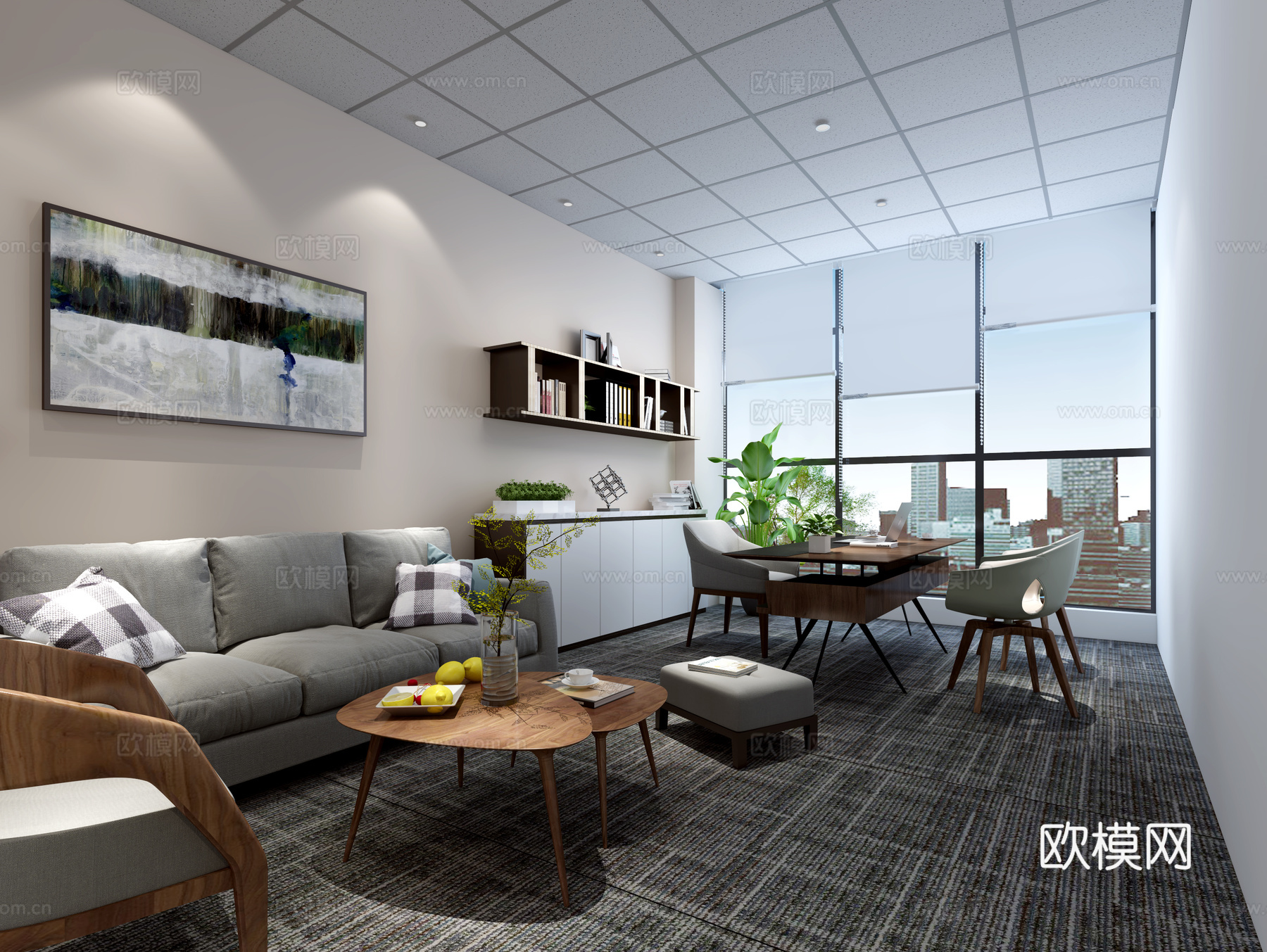 现代 总经理办公室 简欧3d模型下载