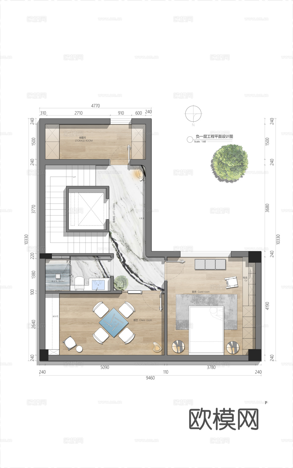 别墅平面，别墅彩平cad施工图