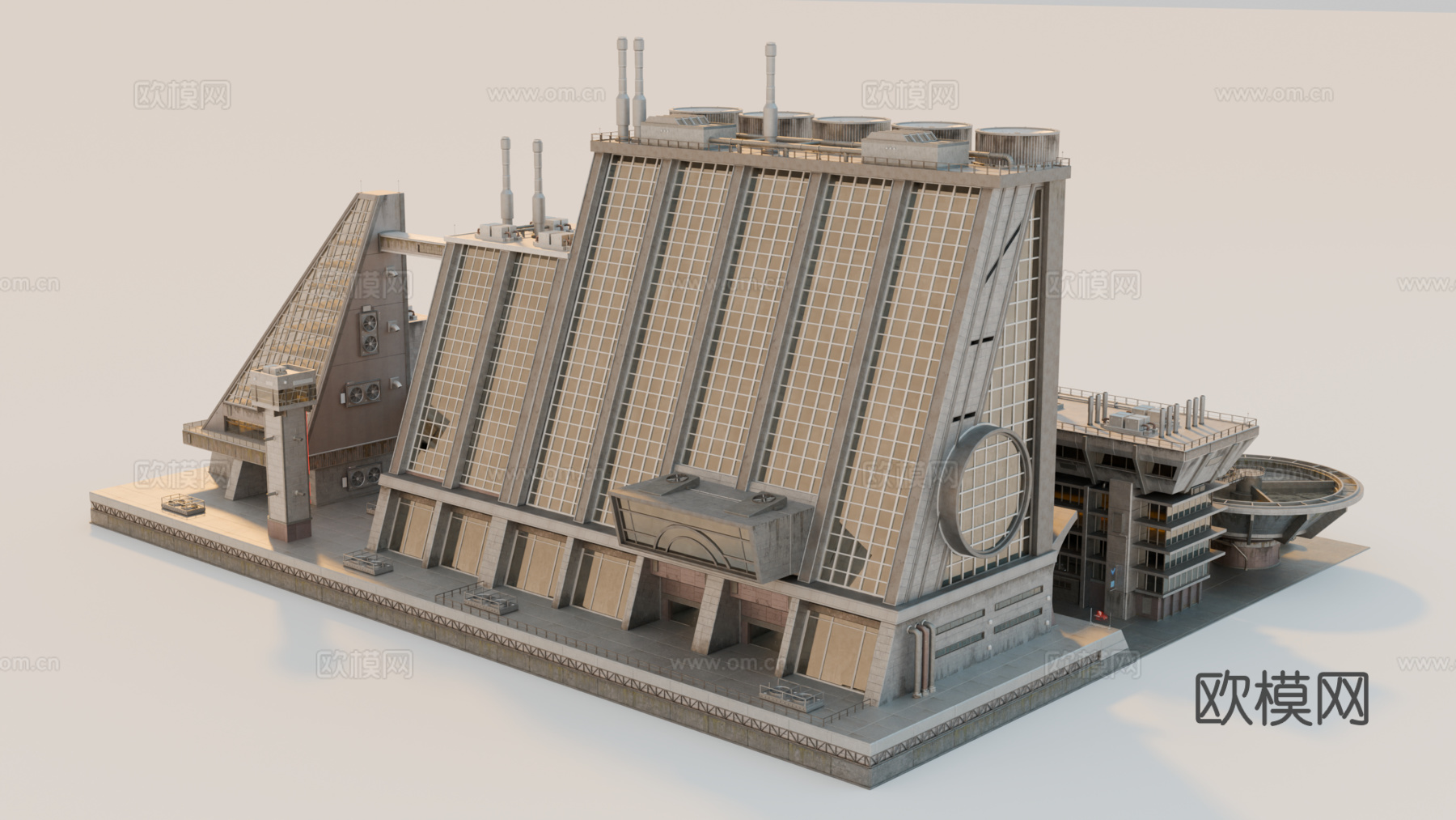 工业建筑 赛博朋克建筑 科幻建筑 城市建筑 工业城市建筑su模型