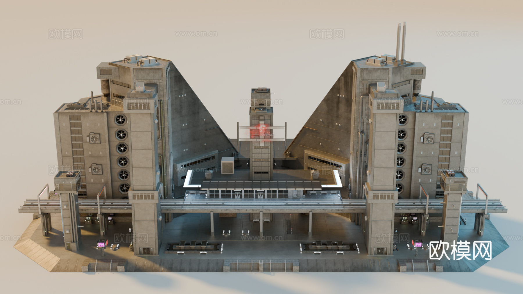 工业建筑 赛博朋克建筑 科幻建筑 城市建筑 工业城市建筑su模型