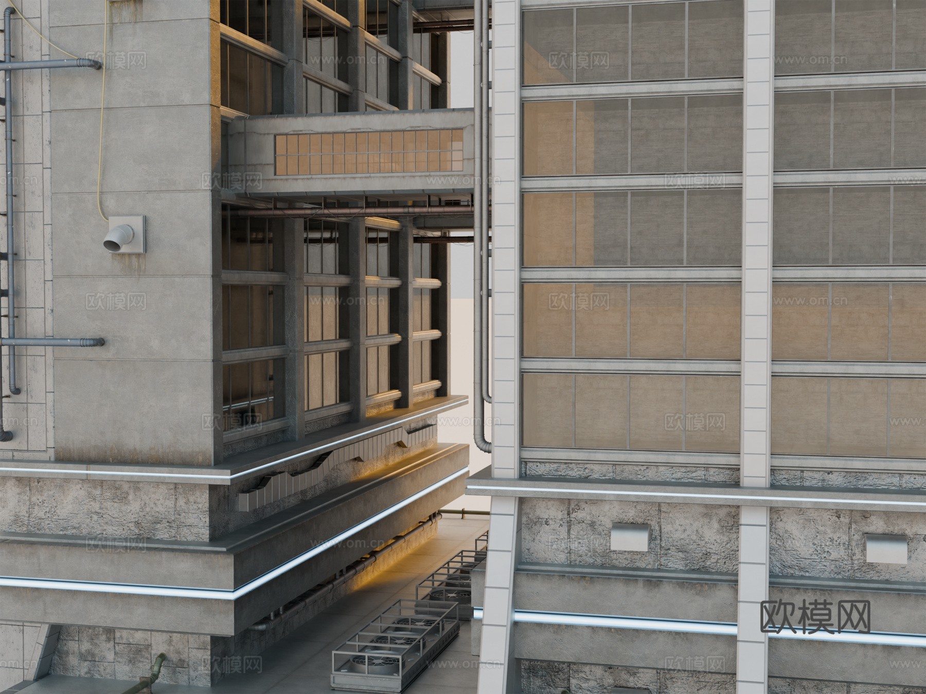 工业建筑 赛博朋克建筑 科幻建筑 城市建筑 工业城市建筑su模型