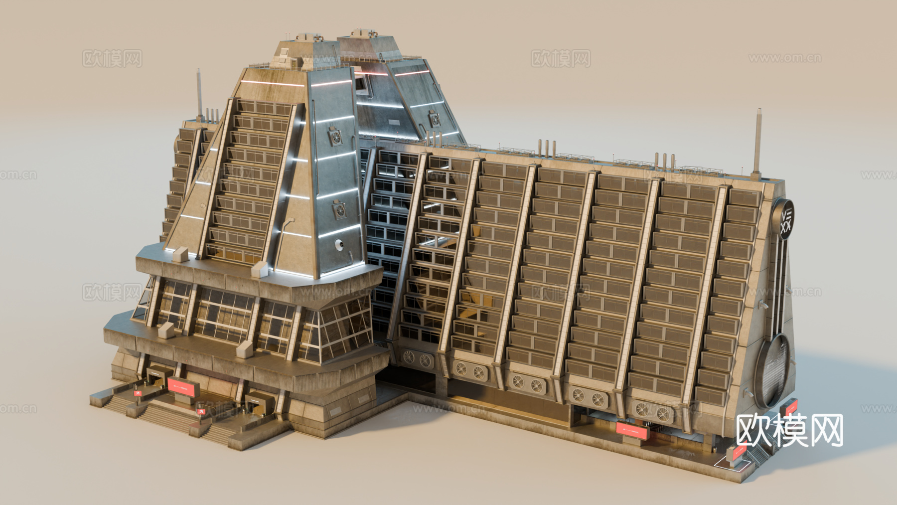 工业建筑 赛博朋克建筑 科幻建筑 城市建筑 工业城市建筑su模型