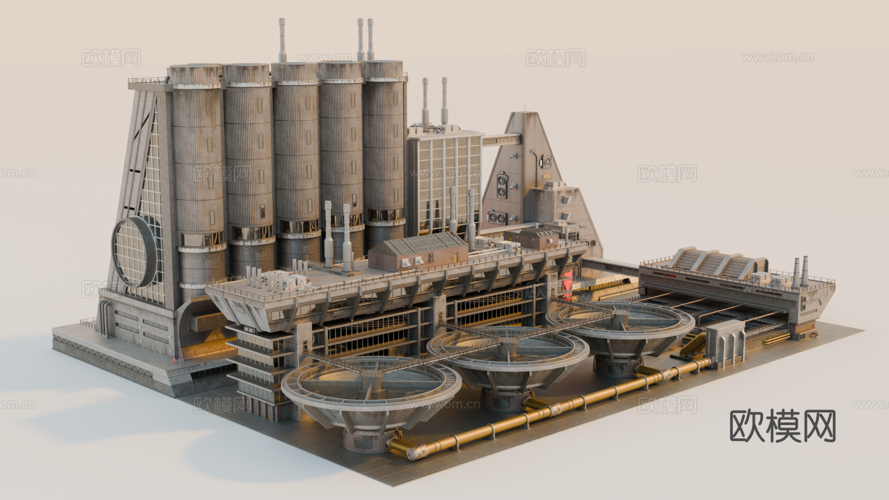 工业建筑 赛博朋克建筑 科幻建筑 城市建筑 工业城市建筑su模型