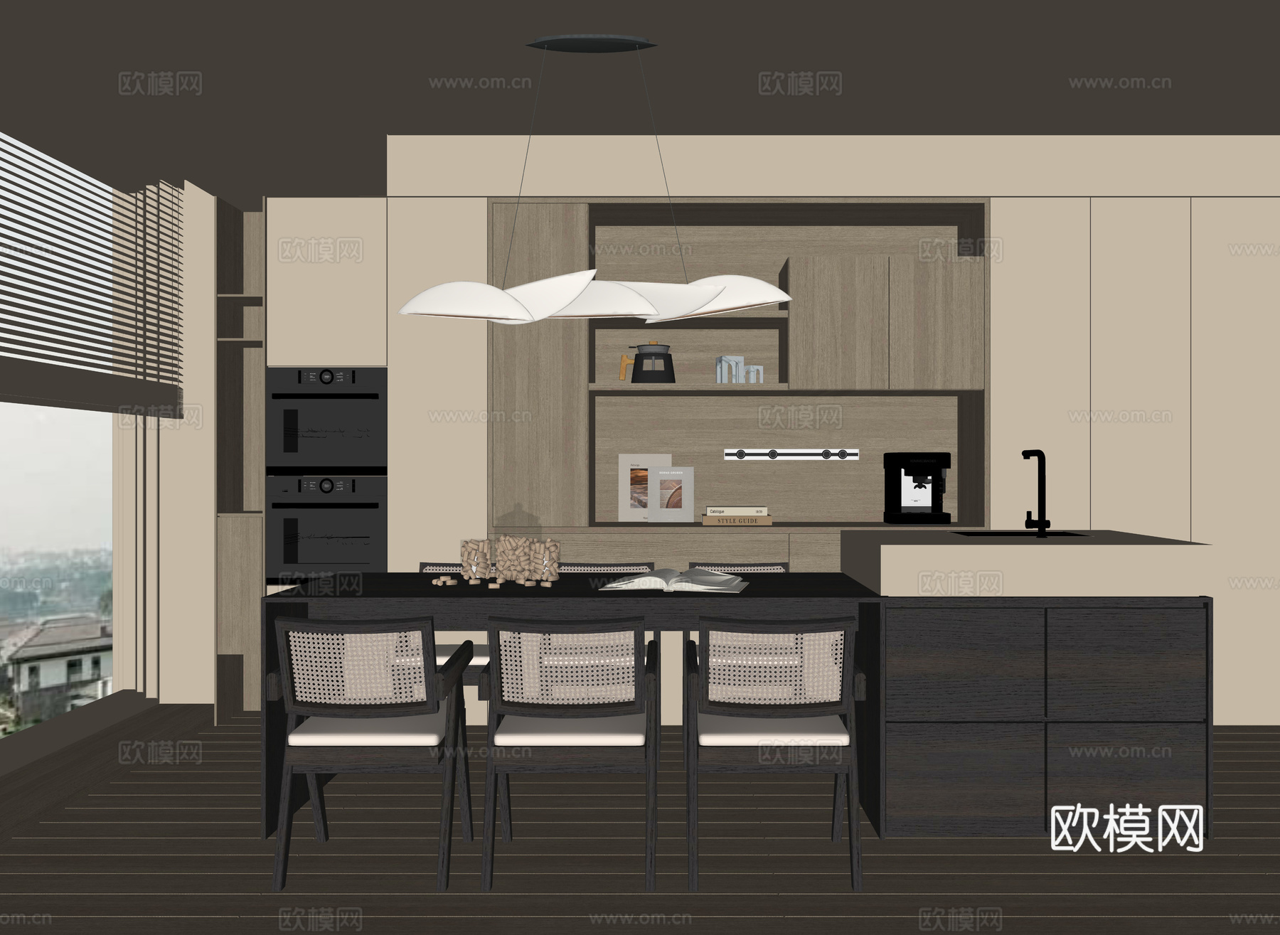 现代家居餐厅su模型