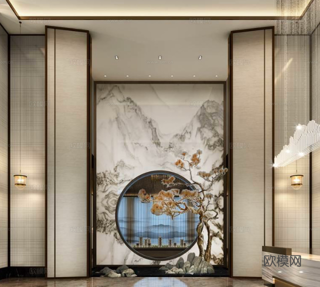 展厅售楼处别墅玄关门 背景门立面图  节点图cad施工图