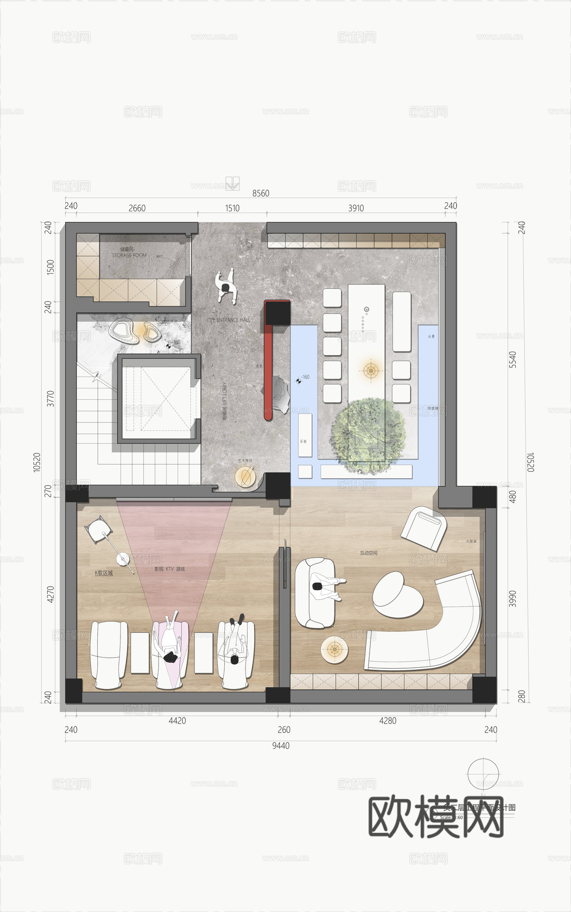 别墅平面，别墅彩平cad施工图