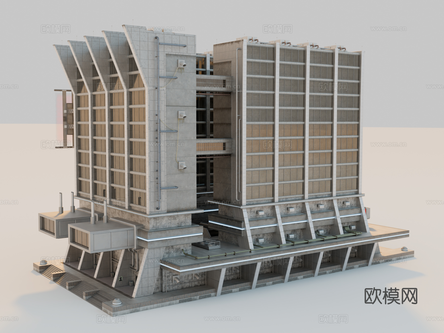工业建筑 赛博朋克建筑 科幻建筑 城市建筑 工业城市建筑su模型